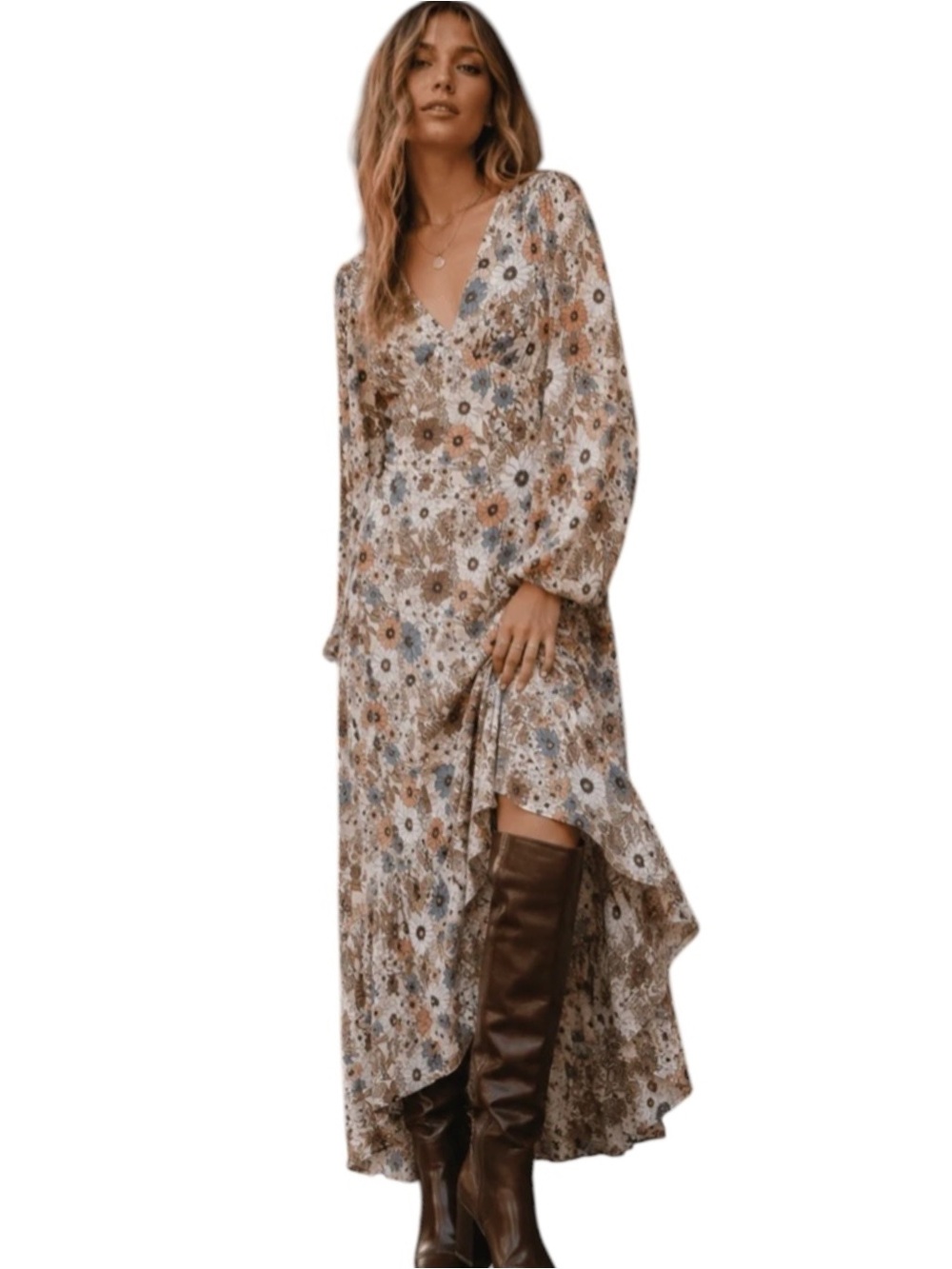 109:  SWEET LEMON NWT DRESS NUDE FLORAL (H6)